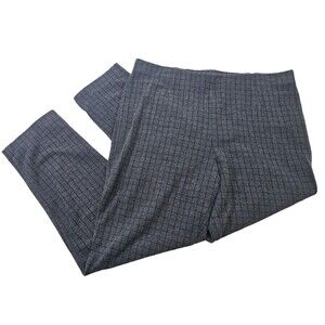 J. JILL Petite L Ponte Slim Leg Pants Women's Gray Plaid Pull On Ankle Slacks